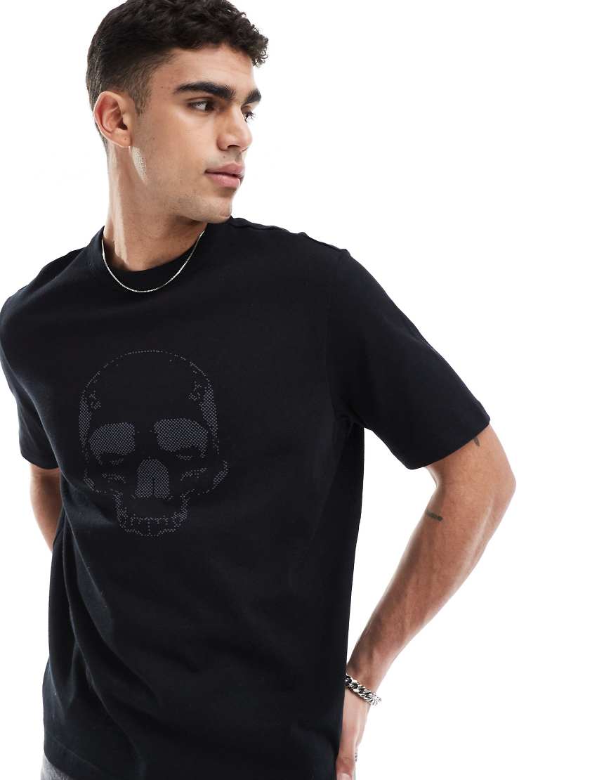 PS Paul Smith - T-Shirt in Schwarz mit Totenkopf-Logo und Rückenprint von PS Paul Smith