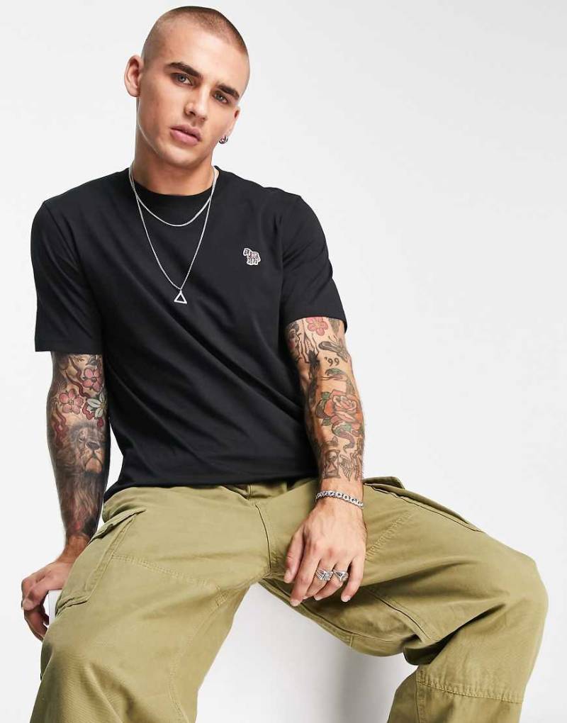 PS Paul Smith - T-Shirt in Schwarz mit normalem Schnitt und Logo von PS Paul Smith