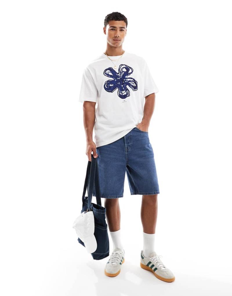 PS Paul Smith - T-Shirt in Weiß mit Blumenprint und Logo von PS Paul Smith
