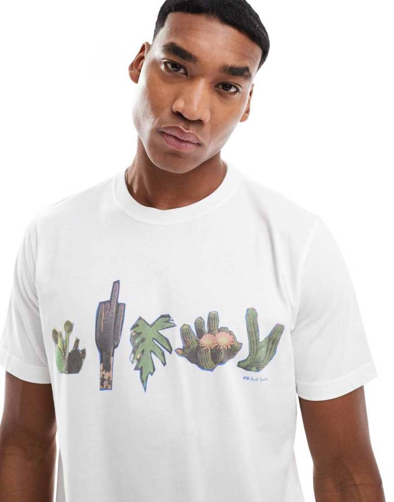 PS Paul Smith - T-Shirt in Weiß mit Wüsten-Logoprint von PS Paul Smith
