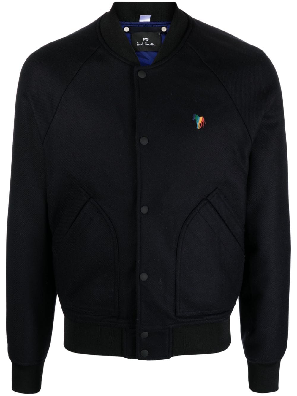 PS Paul Smith Gefütterte Wadded Bomberjacke mit Logo - Blau von PS Paul Smith