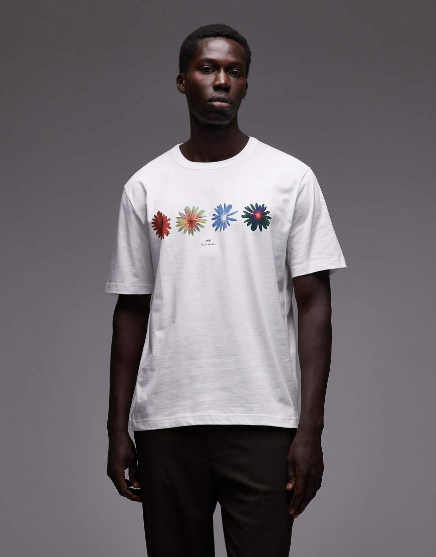 Paul Smith - Lässiges T. Shirt in Weiß mit Blumengrafik Paul Smith - Lässiges T. Shirt in Weiß mit Blumengrafik von PS Paul Smith