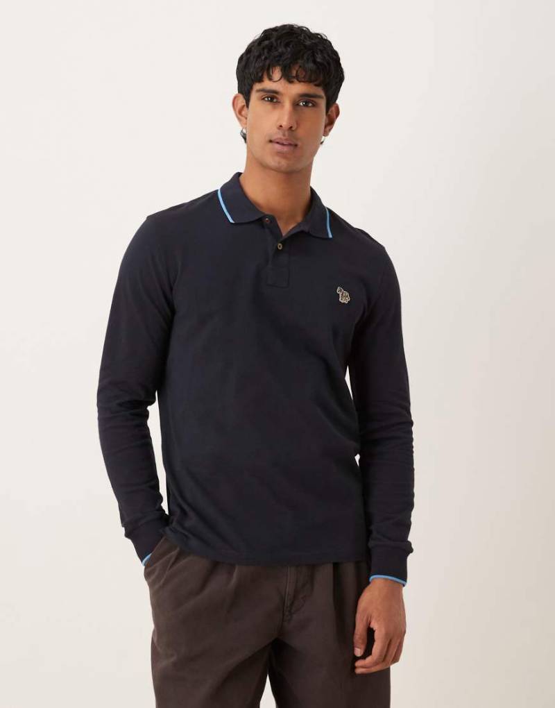 Paul Smith - Regular Fit Polohemd in Blau mit Zebra-Logo von PS Paul Smith