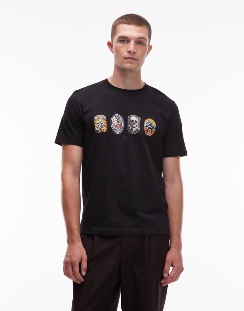 Paul Smith - Regular-Fit-T-Shirt in Schwarz mit Logo-Badge von PS Paul Smith