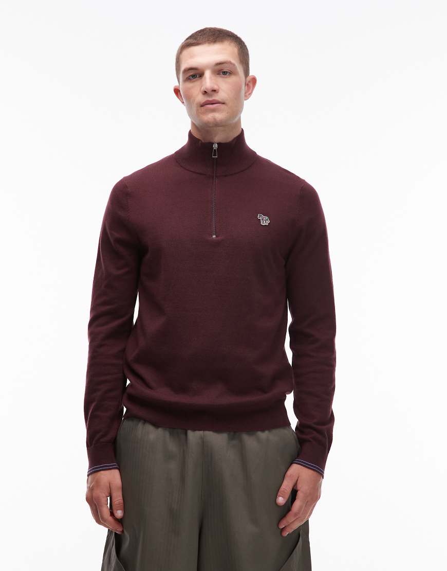Paul Smith - Sweatshirt in Rot mit kurzem Reißverschluss und Zebra-Logo Paul Smith - Sweatshirt in Rot mit kurzem Reißverschluss und Zebra-Logo von PS Paul Smith