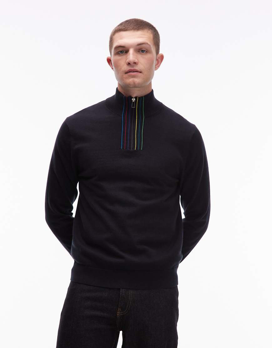 Paul Smith - Sweatshirt in Schwarz mit kurzem Reißverschluss von PS Paul Smith