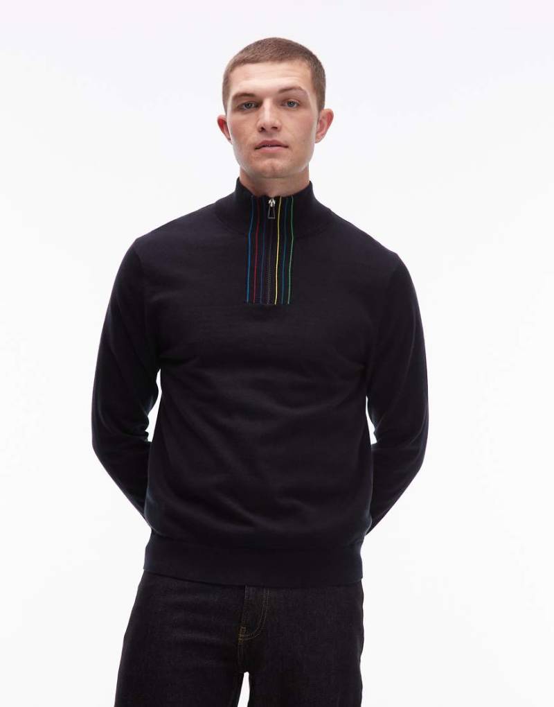 Paul Smith - Sweatshirt in Schwarz mit kurzem Reißverschluss von PS Paul Smith
