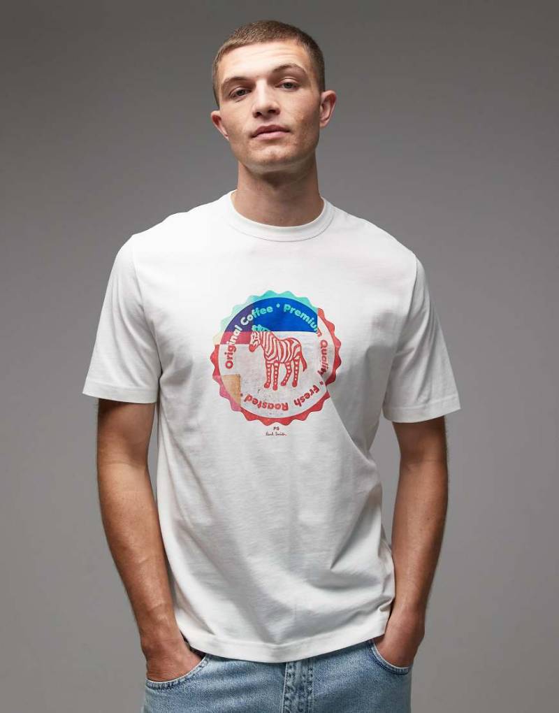 Paul Smith - T-Shirt in Weiß mit Zebra-Logo von PS Paul Smith