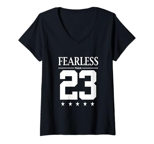 Damen Psalm 23 Christen T-Shirt mit V-Ausschnitt von PSALM 23 Christen DESIGNS