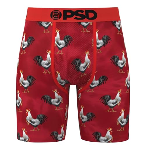PSD Cocky Herren-Boxershorts – atmungsaktive und stützende Herrenunterwäsche mit feuchtigkeitsableitendem Stoff, Cocky Af Red, Small von PSD