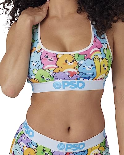 PSD Damen Sport-BH mit Tierdruck, Racerback, Sport-BHs für Frauen mit atmungsaktivem Mikrofasergewebe, Multi | Care Bears Crew Sb, Large von PSD