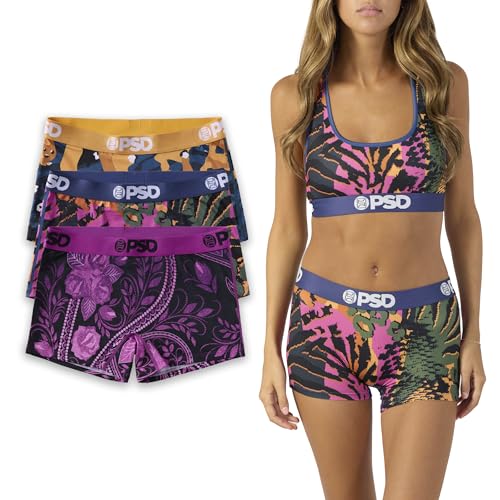 PSD Damen Basic Solid Boy Shorts - Volle Abdeckung Frauen Unterwäsche - Bequeme Stretch Panties für Frauen, Holiday Mood 3er-Pack, M von PSD