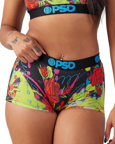PSD Damen Hey Arnold Boy Shorts - Volle Abdeckung Frauen Unterwäsche - Bequeme Stretch Panties für Frauen, Reptar Roses, L von PSD