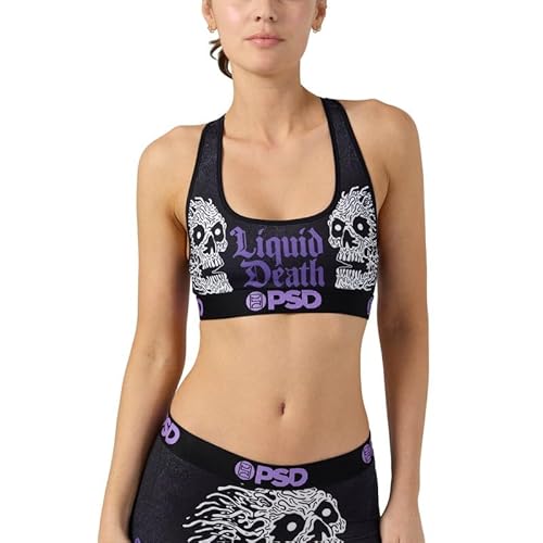 PSD Damen Liquid Death Sport-BH - Racerback-Sport-BHs für Frauen mit atmungsaktivem Mikrofasergewebe, Liquid Death, Large von PSD