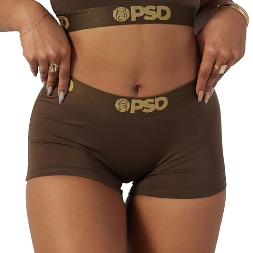 PSD Damen Modal Premium Solid Boy Shorts - Volle Abdeckung Damen Unterwäsche - Bequeme Stretch Panties für Frauen, Cocoa, M von PSD