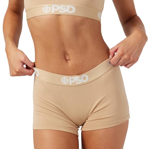 PSD Damen Modal Premium Solid Boy Shorts - Volle Abdeckung Damen Unterwäsche - Bequeme Stretch Panties für Frauen, Hautfarben, M von PSD