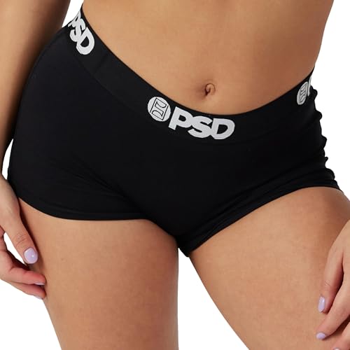 PSD Damen Modal Premium Solid Boy Shorts - Volle Abdeckung Damen Unterwäsche - Bequeme Stretch Panties für Frauen, Schwarz, L von PSD