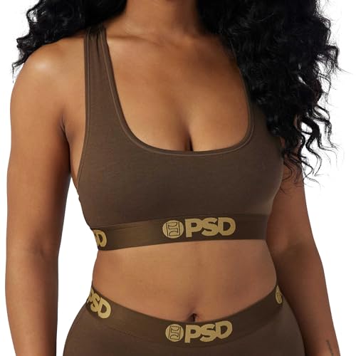 PSD Damen Modal Premium Solid Sport BH - Racerback Sport BHs für Frauen mit atmungsaktivem Mikrofasergewebe, Cocoa, Medium von PSD