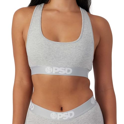 PSD Damen Modal Premium Solid Sport BH - Racerback Sport BHs für Frauen mit atmungsaktivem Mikrofasergewebe, Grau - Athletic Grey, Medium von PSD