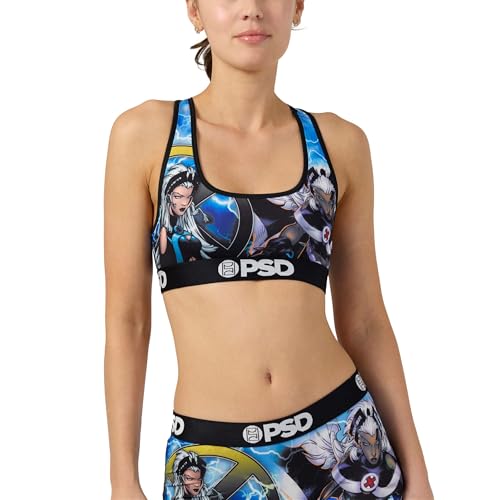 PSD Damen Sport-BH mit Marvel-Print, Racerback-Sport-BHs für Frauen mit atmungsaktivem Mikrofasergewebe, Xmen Storm, Medium von PSD