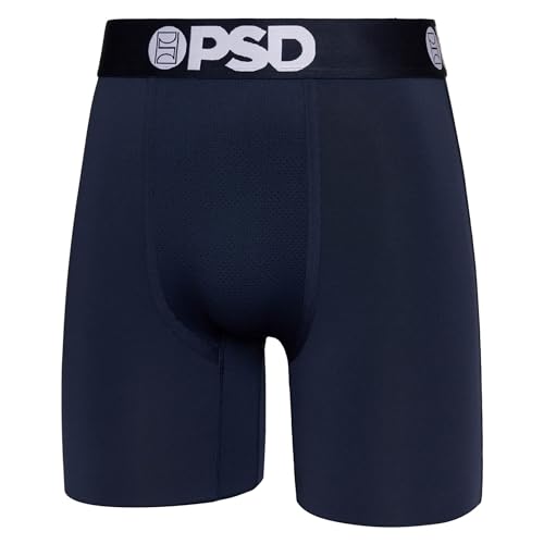 PSD Herren Basic Solid Boxershorts – 17,8 cm Schrittlänge, atmungsaktive und stützende Herrenunterwäsche mit feuchtigkeitsableitendem Stoff, Marineblau, Medium von PSD