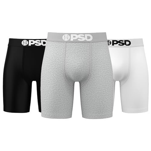PSD Herren Basic Solid Boxershorts – 17,8 cm Schrittlänge, atmungsaktive und stützende Herrenunterwäsche mit feuchtigkeitsableitendem Stoff, Neutrals Cotton 3er Pack, Small von PSD