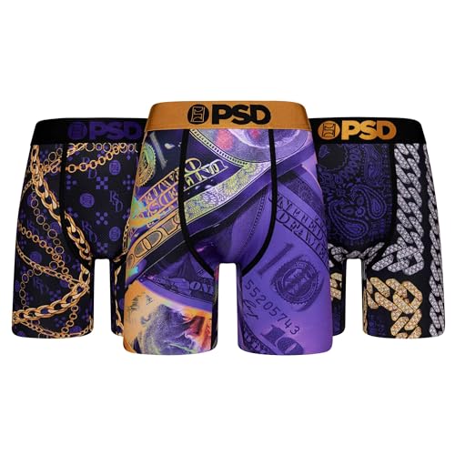 PSD Herren-Boxershorts, 3er-Pack, Mehrfarbig, Lila & Gold, 3 Stück Bx, XX-Large von PSD