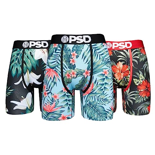 PSD Unterwäsche Herren-Boxershorts – The Tropics 3er-Pack, 17,8 cm Innennaht, feuchtigkeitsableitend, 4-Wege-Stretch, Boxershorts für Herren, Größe M von PSD