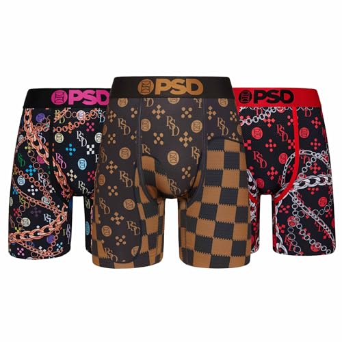 PSD Herren-Boxershorts mit Tierdruck, atmungsaktive und stützende Herrenunterwäsche mit feuchtigkeitsableitendem Stoff, Mehrfarbig, Monogramm, Luxe, 3 Stück, Medium von PSD