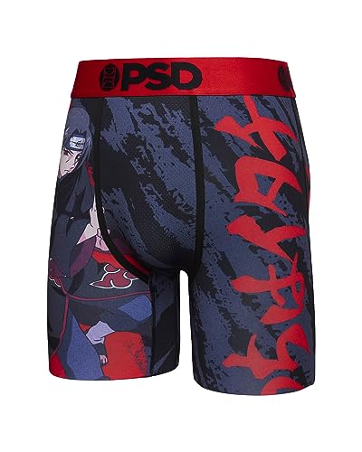 PSD Herren Naruto Boxershorts - Atmungsaktive und stützende Herrenunterwäsche mit feuchtigkeitsableitendem Stoff, Schwarz | Itachi Max, Medium von PSD