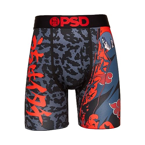 PSD Herren Naruto Boxershorts - Atmungsaktive und stützende Herrenunterwäsche mit feuchtigkeitsableitendem Stoff, Schwarz | Naruto Itachi Uchiha, X-Large von PSD