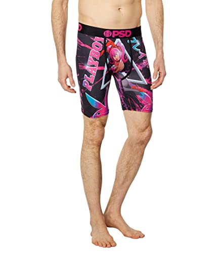 PSD Herren Playboy Boxershorts - Atmungsaktive und stützende Herren Unterwäsche mit feuchtigkeitsableitendem Stoff, Schwarz | Pb Cyber Bunny, Large von PSD