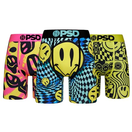 PSD Herren Smiley Dripp Boxershorts, 3er-Pack, Mehrfarbig | Smiley Dripp 3 Stück, X-Large von PSD