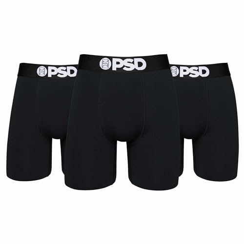 PSD Solids 17,8 cm Baumwolle 3er-Pack Boxershorts schwarz Herren Unterwäsche 322180160, Multi | 95/5 Blk 3 Stück, XX-Large von PSD