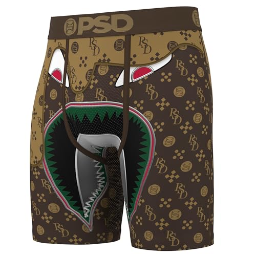 PSD Warface Luxe Herren-Boxershorts, 17,8 cm Schrittlänge, atmungsaktive und stützende Herrenunterwäsche mit feuchtigkeitsableitendem Stoff, Wf Lux Drip Brown, Large von PSD