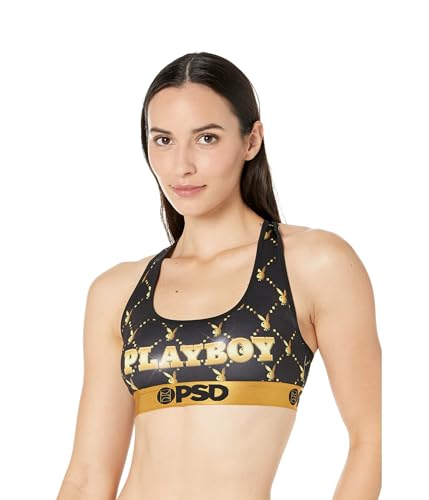 PSD x Playboy Monogram Lux Black/Gold Damen Sport BH 4224T1007, Schwarz, Medium von PSD