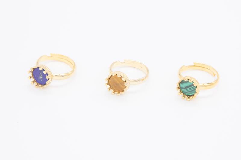 Echte Edelsteine Wie Tigerauge, Lapis Lazuli Oder Malachit Stilvoll Und Elegant Eingefasst in 925 Silber Mit 24 Karat Gold Plattiert von PSDESIGNcollection