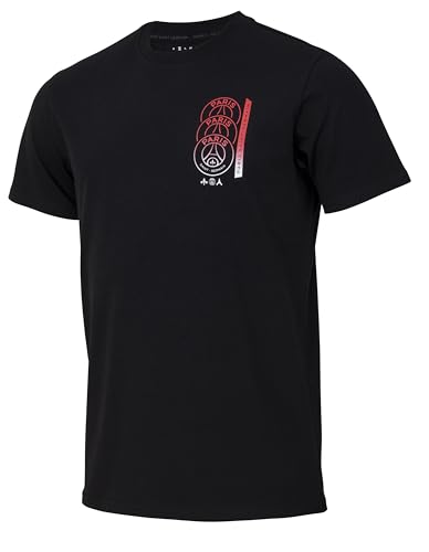 Paris Saint - Germain PSG Multi-Logo-T-Shirt für Herren - Größe S - Schwarz T-Shirt für Erwachsene - Offizielles PSG-Shirt von PSG