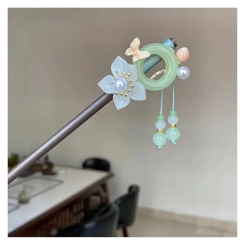 1pc Temperament Drei-dimensional Blume Quaste Frauen Holz Haarnadel Retro Cheongsam(Style A) von PSNKLMM