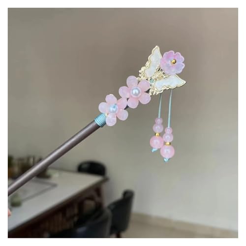 1pc Temperament Drei-dimensional Blume Quaste Frauen Holz Haarnadel Retro Cheongsam(Style E) von PSNKLMM