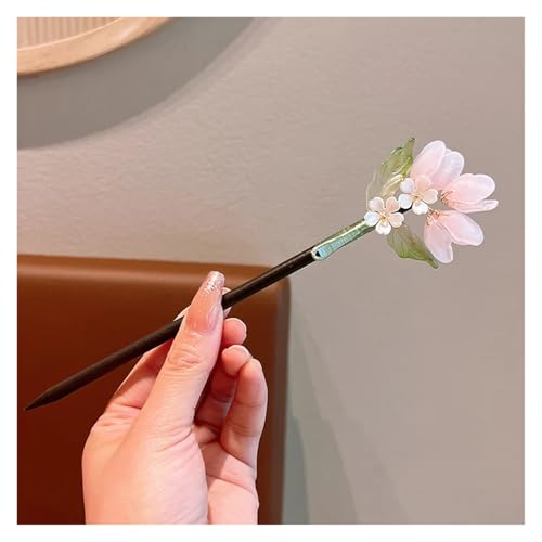 Blume Quaste Holz Haarnadel Retro handgemachte Blumen Haar Stick Vintage Mädchen Frauen Zubehör(Camel) von PSNKLMM