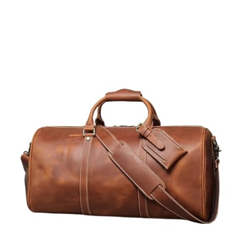 Herren Leder Reisetasche Vintage Braun Gepäcktasche Mann Handgepäck Handtasche Weekender Tasche mit Schuhfach FüR Den Kurztrip, Reise Oder Wochenenddreise(Retro Brown) von PSNKLMM
