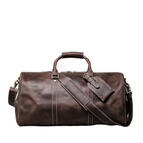 Herren Leder Reisetasche Vintage Braun Gepäcktasche Mann Handgepäck Handtasche Weekender Tasche mit Schuhfach FüR Den Kurztrip, Reise Oder Wochenenddreise(Retro Coffee) von PSNKLMM