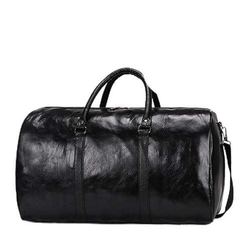 Leder Reisetasche Große Duffle Unabhängige Große Fitness Taschen Handtasche Tasche Gepäck Umhängetasche Schwarz Männer Mode Zipper Pu FüR Den Kurztrip, Reise Oder Wochenenddreise(Black) von PSNKLMM