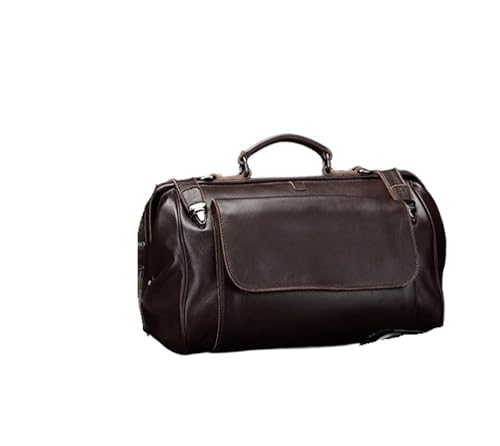 Luxus Echtleder Reisetasche Gepäck Duffle Bag Leder Herren Wochenendtasche Carry On Tote Handtasche Anti-Diebstahl-Designer FüR Den Kurztrip, Reise Oder Wochenenddreise(Coffee) von PSNKLMM