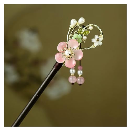 Mädchen Pfirsich Blume Handgemachte Haarnadel Chic Retro Chinesischen Kleid Cheongsam Zubehör Antike Holz(Color05) von PSNKLMM