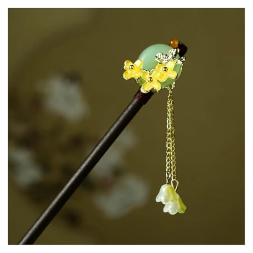 Mädchen Pfirsich Blume Handgemachte Haarnadel Chic Retro Chinesischen Kleid Cheongsam Zubehör Antike Holz(Color11) von PSNKLMM