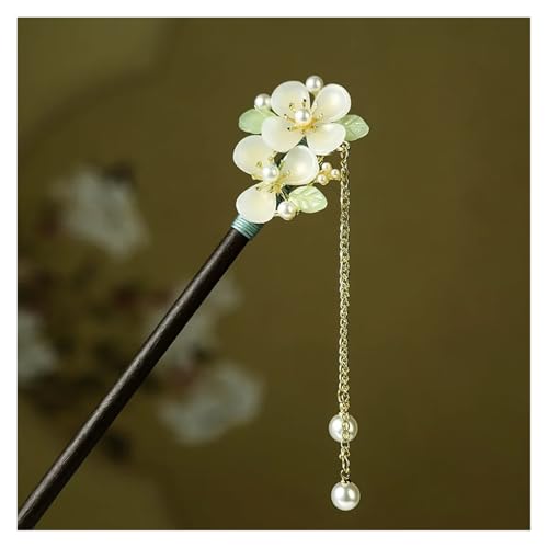 Mädchen Pfirsich Blume Handgemachte Haarnadel Chic Retro Chinesischen Kleid Cheongsam Zubehör Antike Holz(Color18) von PSNKLMM