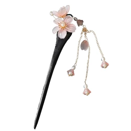 Pfirsichblüte Quaste Haarnadel handgemachte Blume Haarstab for Frauen Mädchen exquisite Accessoires von PSNKLMM