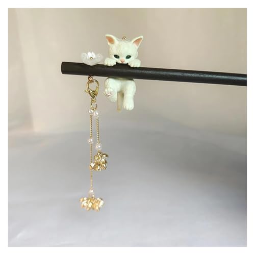 Retro Haarstäbe Gabeln Holz Handgefertigte Kopfbedeckungen Niedliche Cartoon-Katzen-Designs Frauen Mädchen Anhänger Schmuck(Color 01) von PSNKLMM